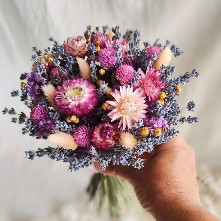 Букет комплимент из сухоцветов в ягодной гамме, коллекция "Крымский Прованс"