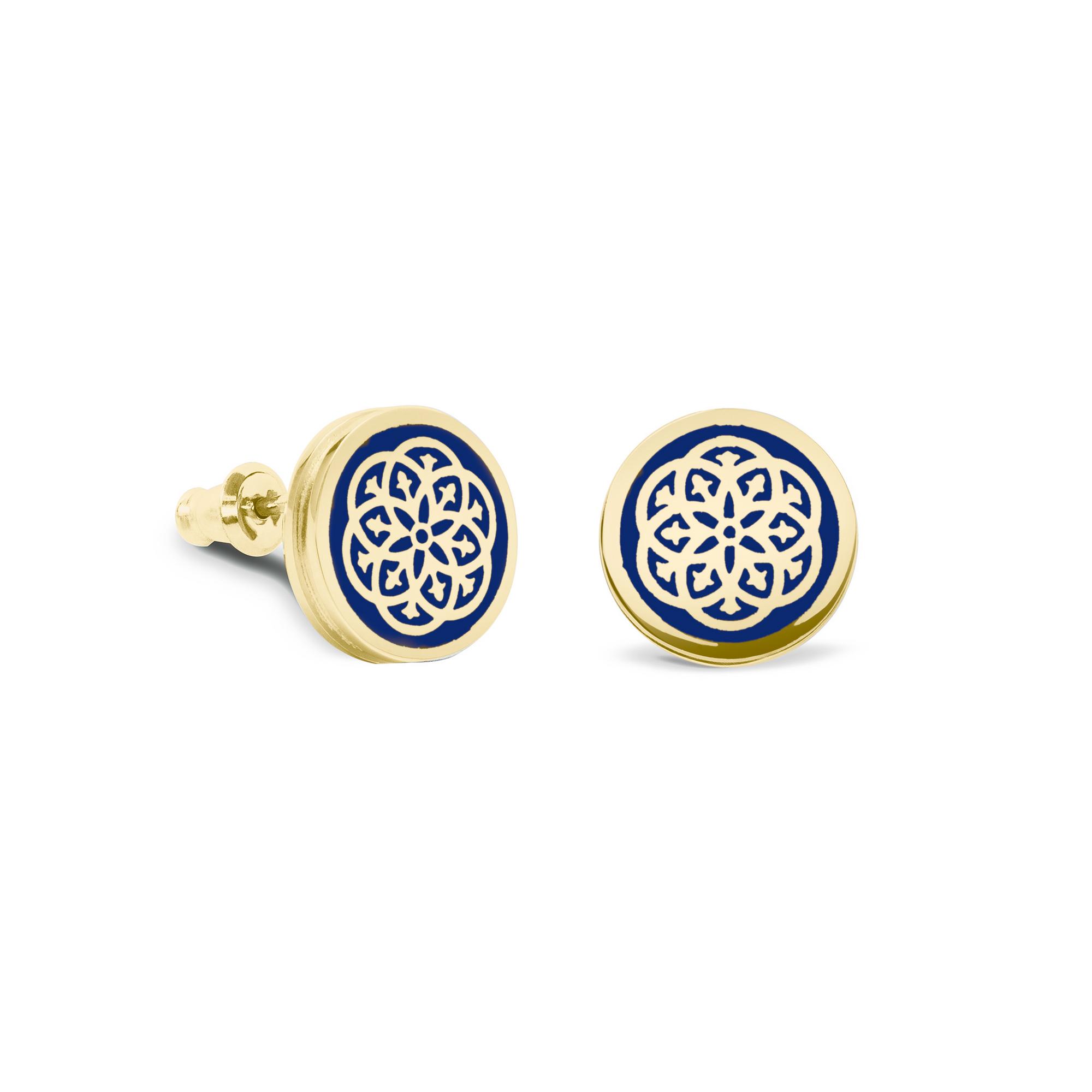 Серьги-пусеты Stamp blue gold