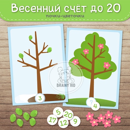 Весенний счёт до 20. Почки-цветочки.