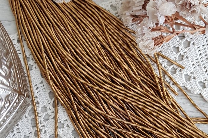 Канитель фигурная Зиг-заг. Цвет - бронза, размер 1,2 мм