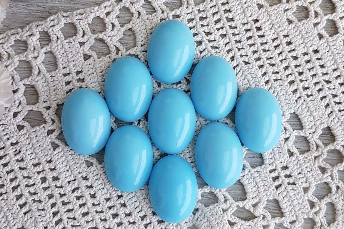 чешские кабошоны, стекло, цвет - голубой, размер 13*18мм