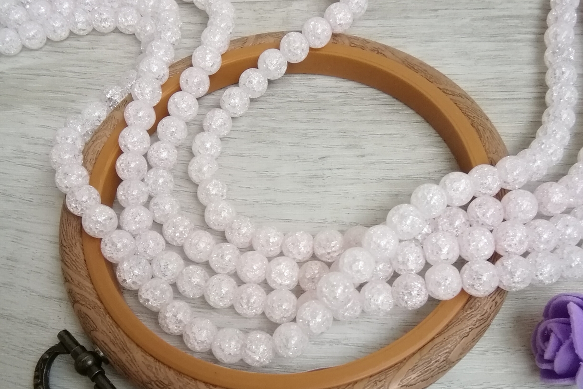 Бусины кварц сахарный, нежно розовые.