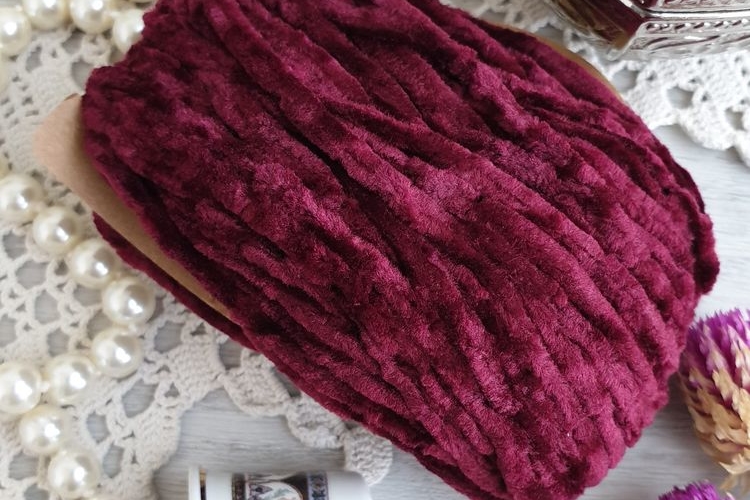 синель бардовая, вишневая, для вышивки, корея