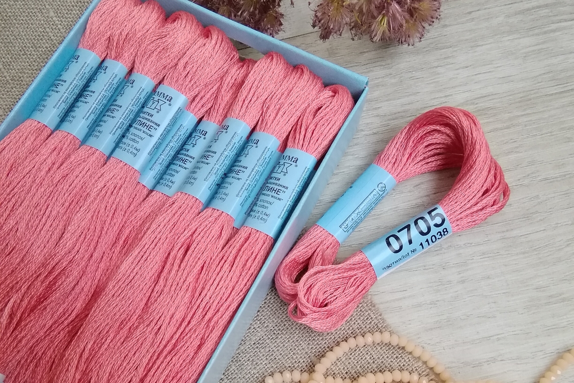 Мулине хлопок 100%, цвет креветочный №0705. Gamma