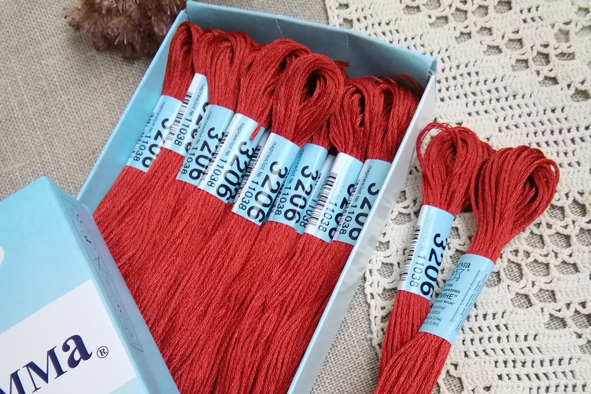 Мулине хлопок 100%, цвет красно-коричневый №3206