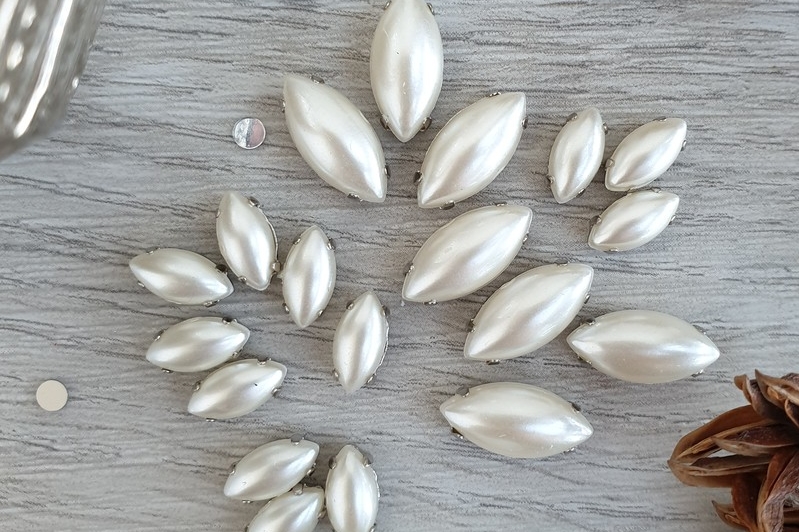 жемчужные кабошоны кристаллы лодочки