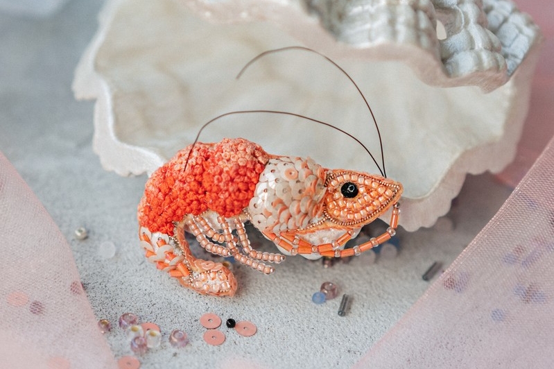 Набор материалов для создания броши КРЕВЕТКА