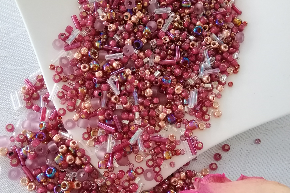 бисер японский toxo микс 3217 малиново золотой