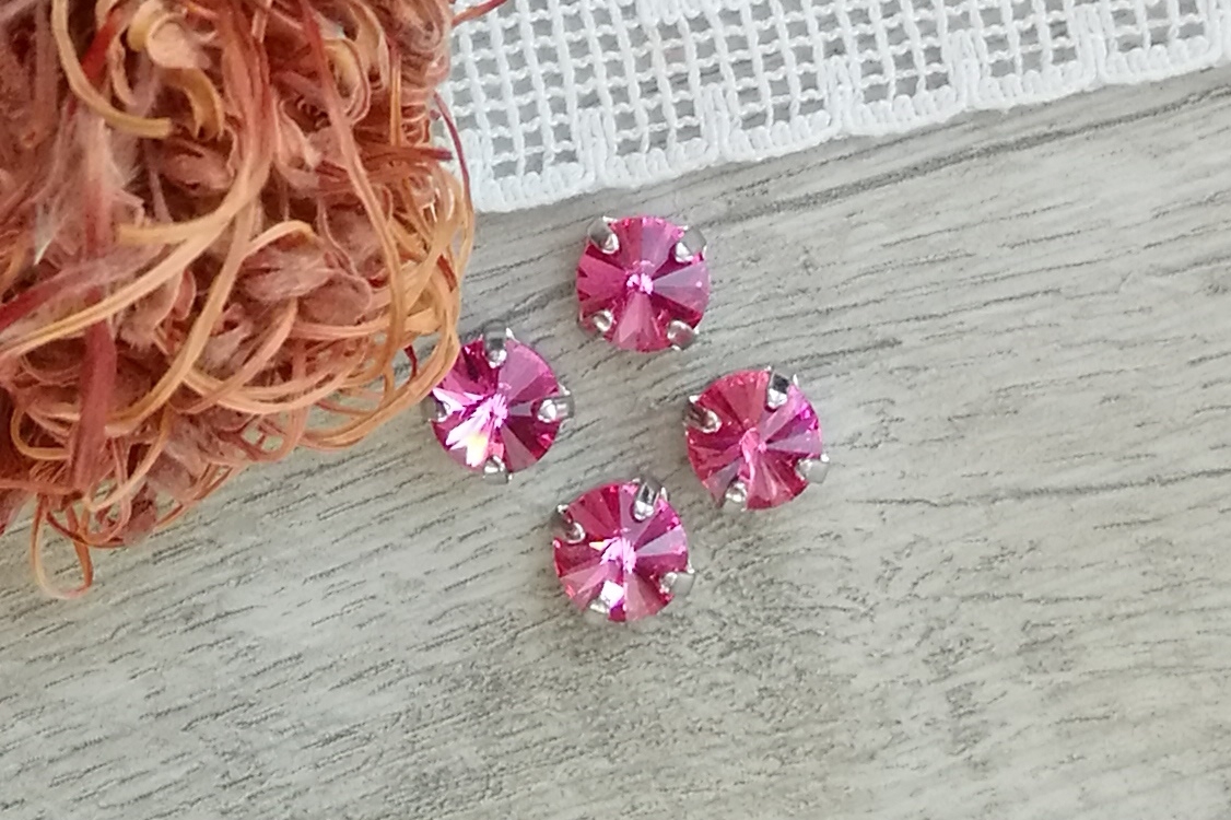 кристаллы риволи в оправе серебро