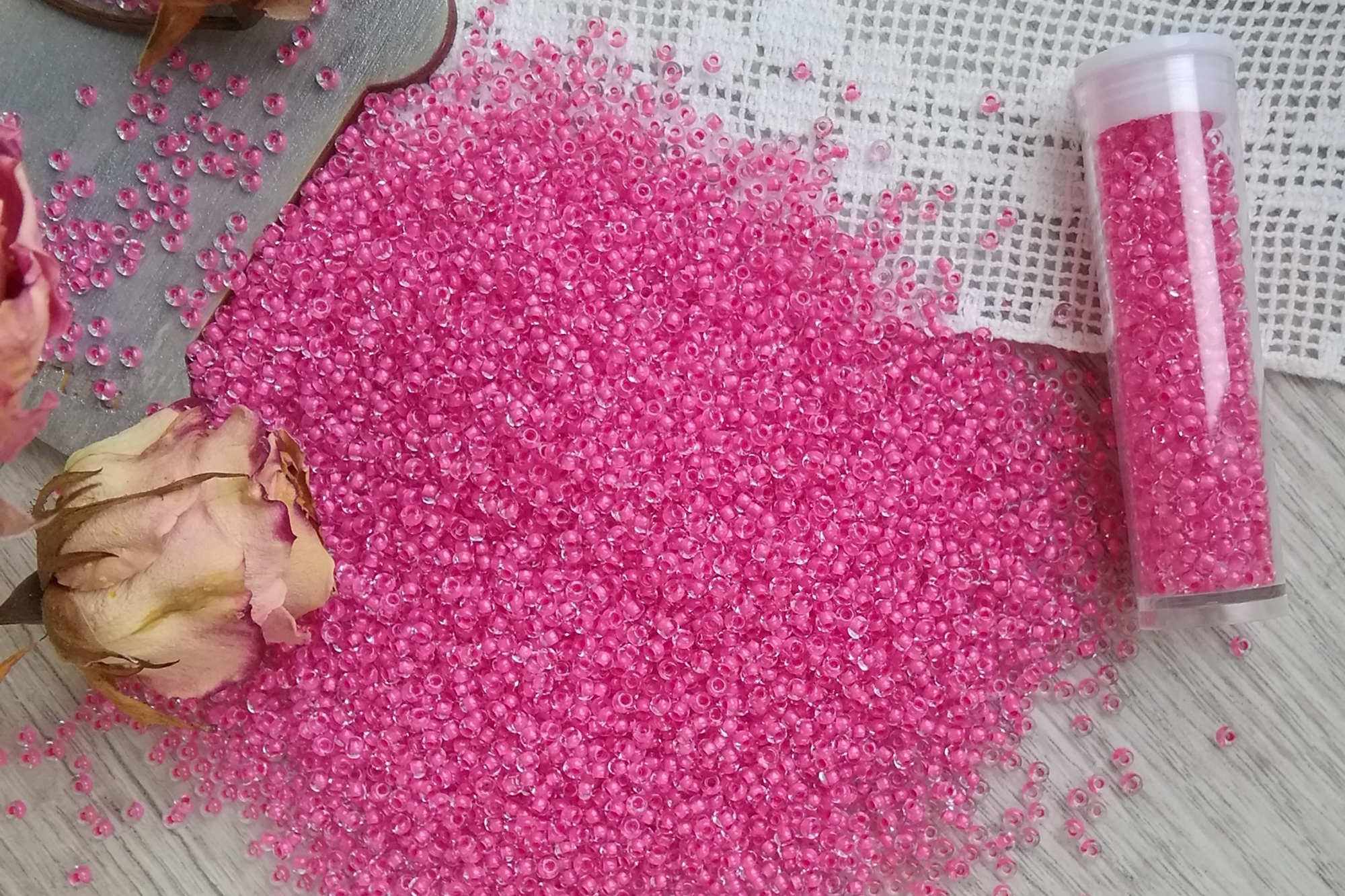 бисер чешский розовый  размер 10 precioza