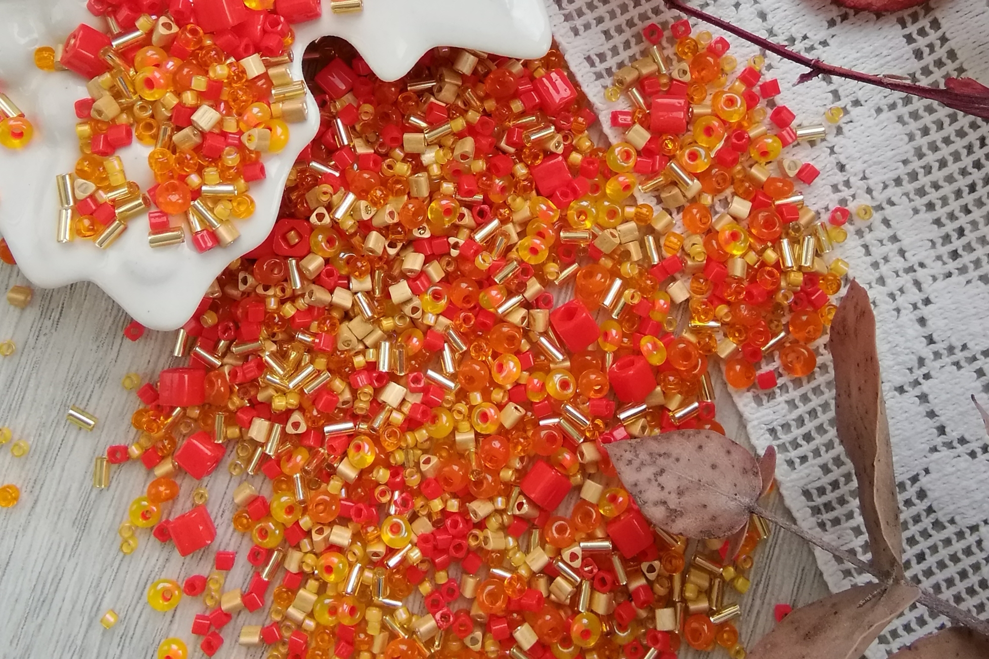 микс тохо оранжевый бисер японский