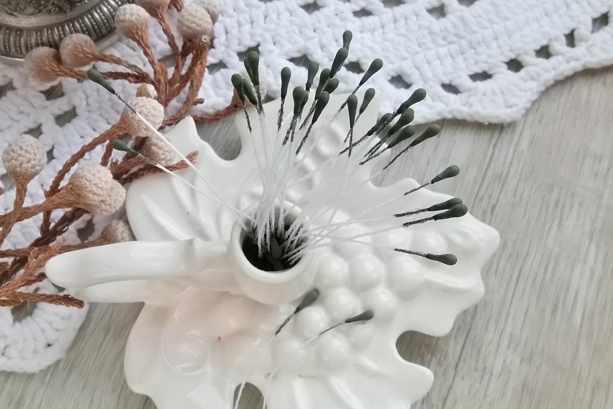 Тычинки для цветов брошей зеленые