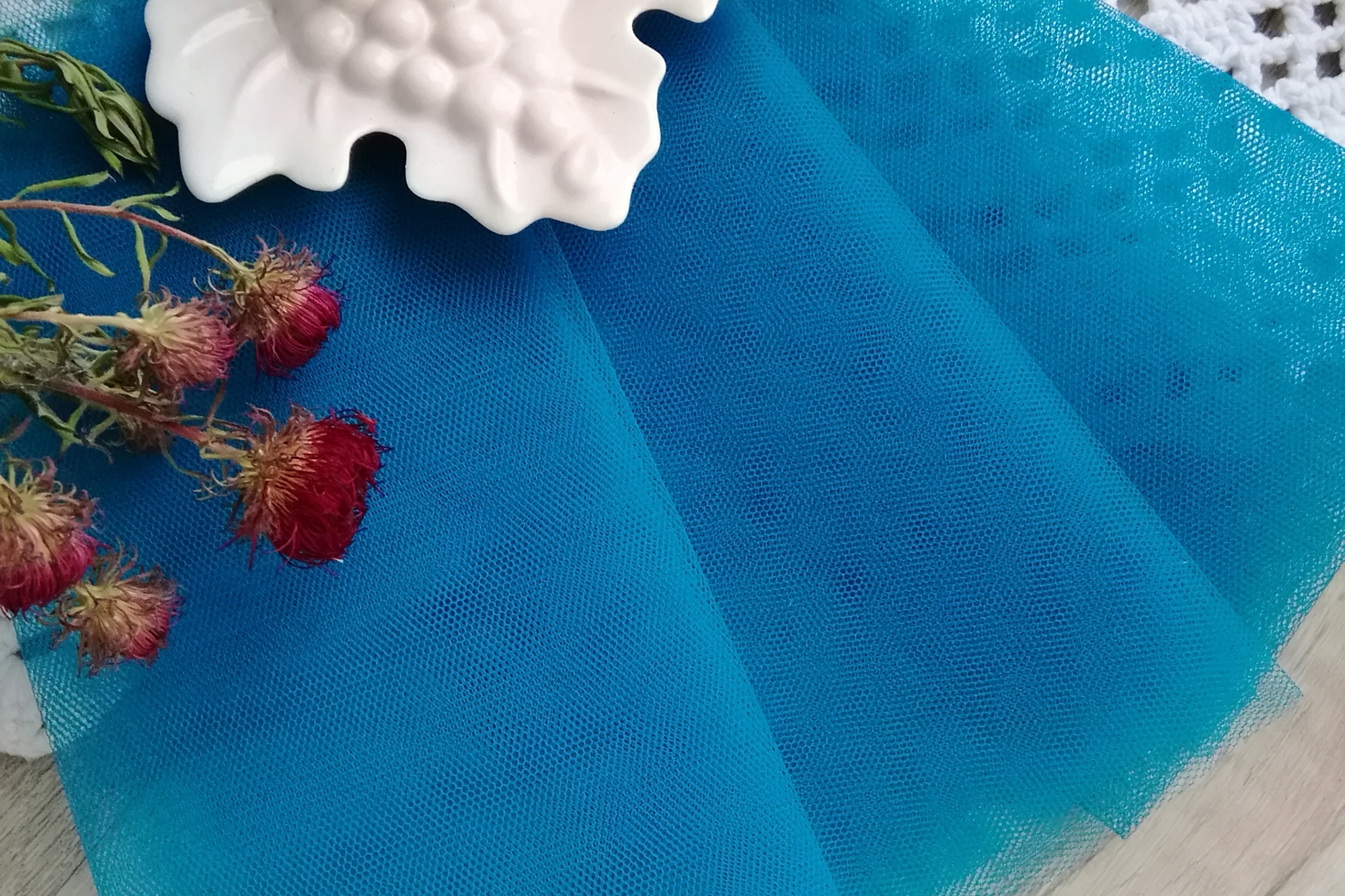 фатин жесткий синий голубой