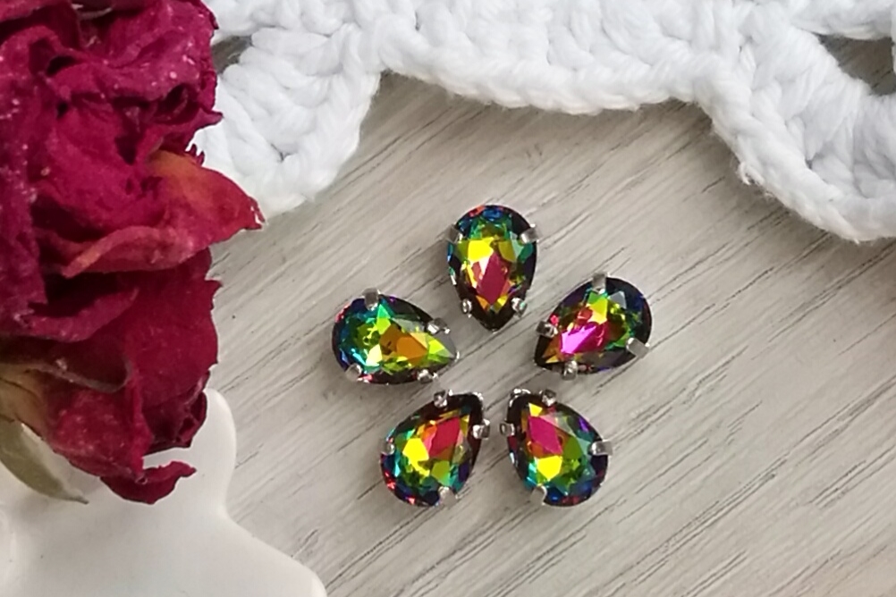 кристаллы капли зеленые хамелеон в оправе