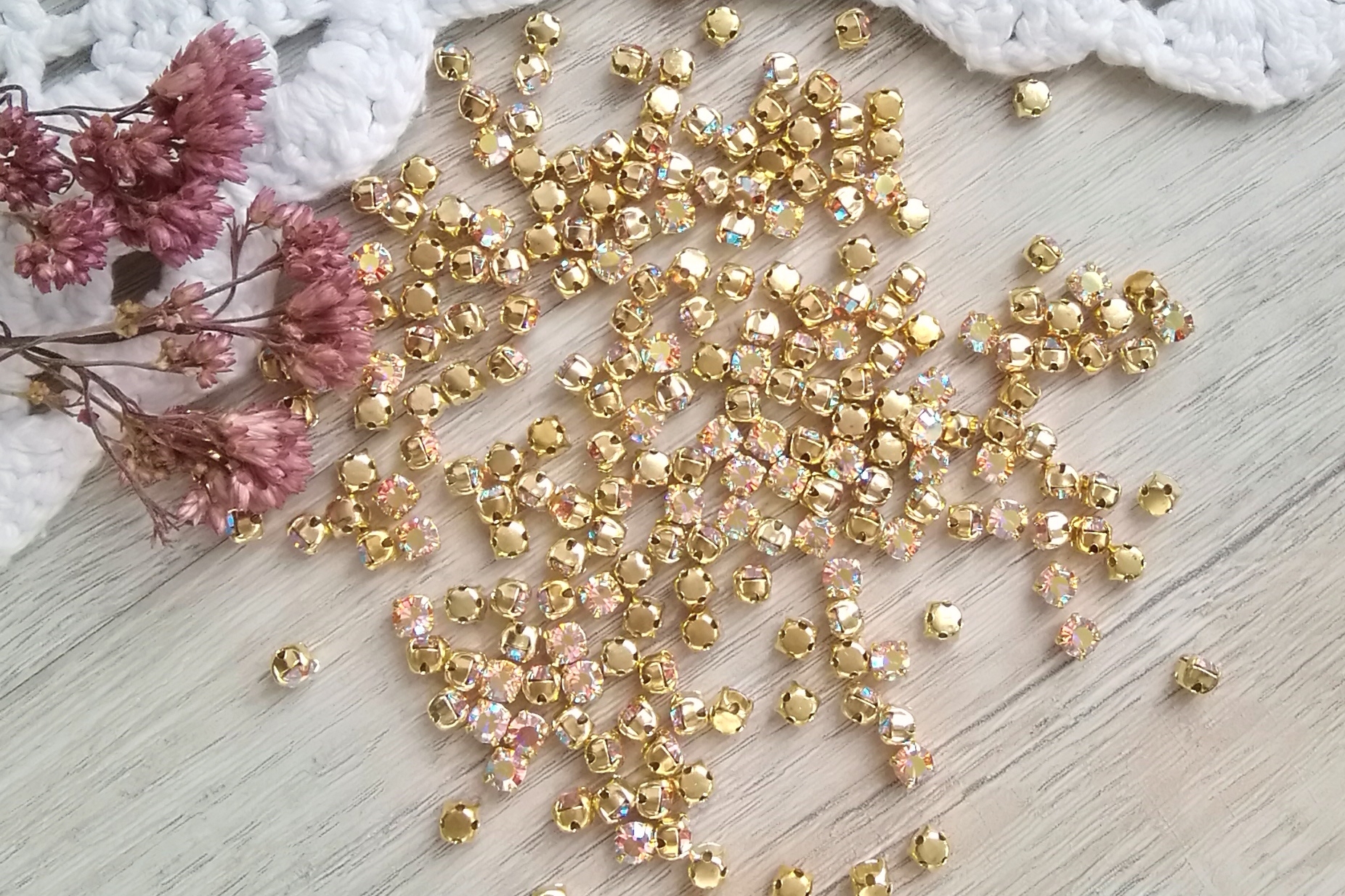 шатоны золотые чешские Precioza розовые