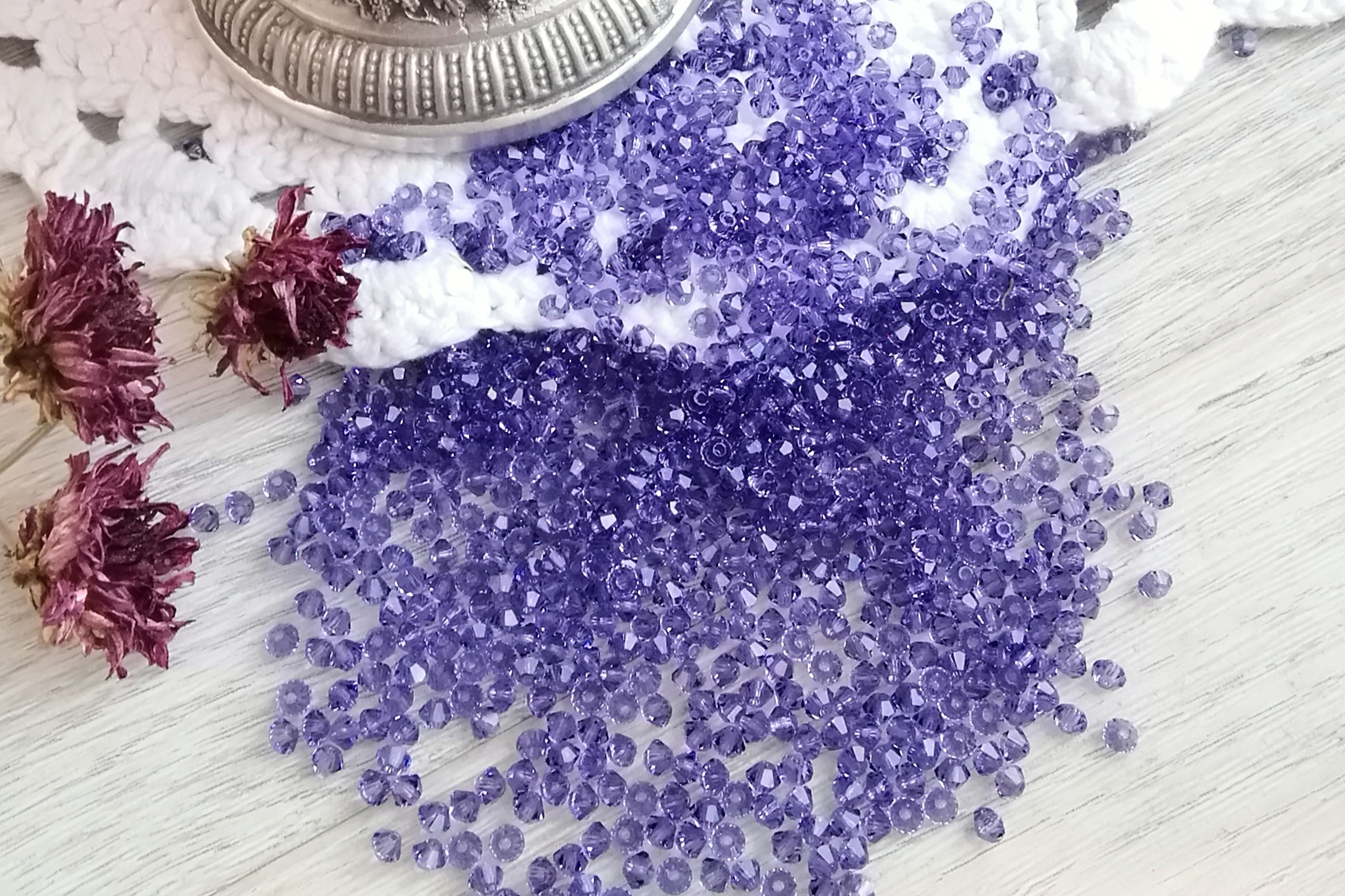 биконусы сиреневые, фиолетовые чешские Preciosa прециоза