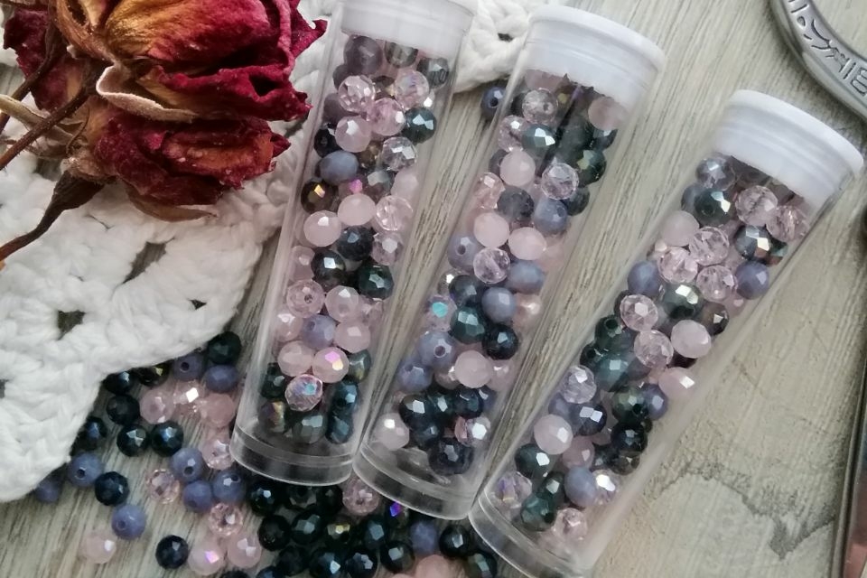 рондели микс серые розовые