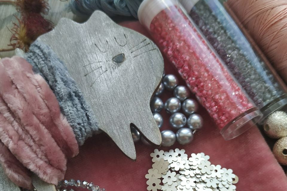 набор материалов розовый кот