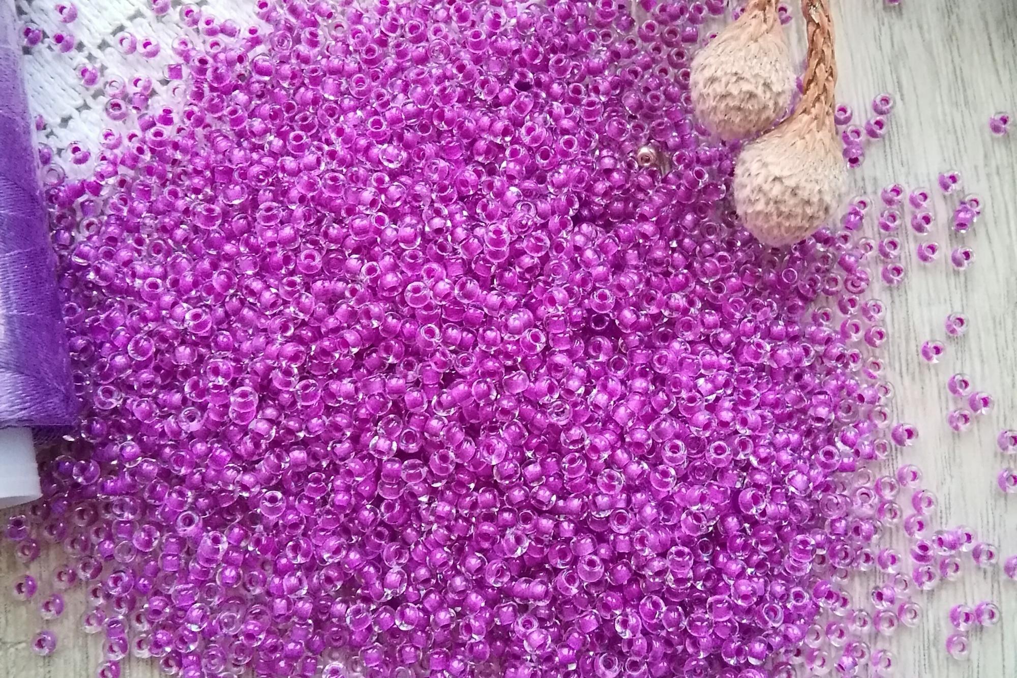 Бисер чешский круглый розовый фиолетовый 38328