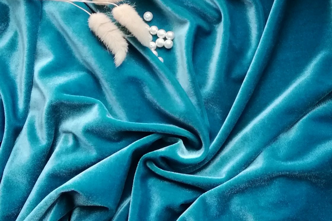 бархат  трикотажный голубой