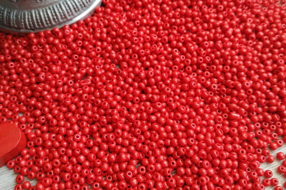 бисер Яблонец чешский красный