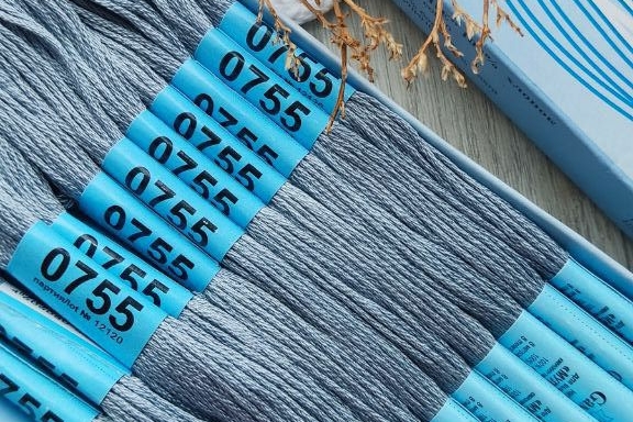 мулине Гамма хлопок цвет серый, голубой 0755