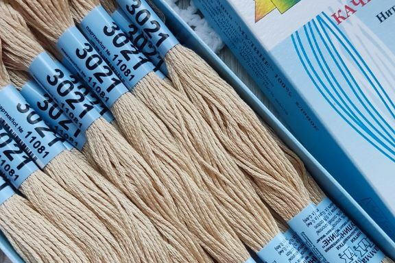 нити мулине хлопок Гамма 3021 телесный, бежевый, светло-кремовый