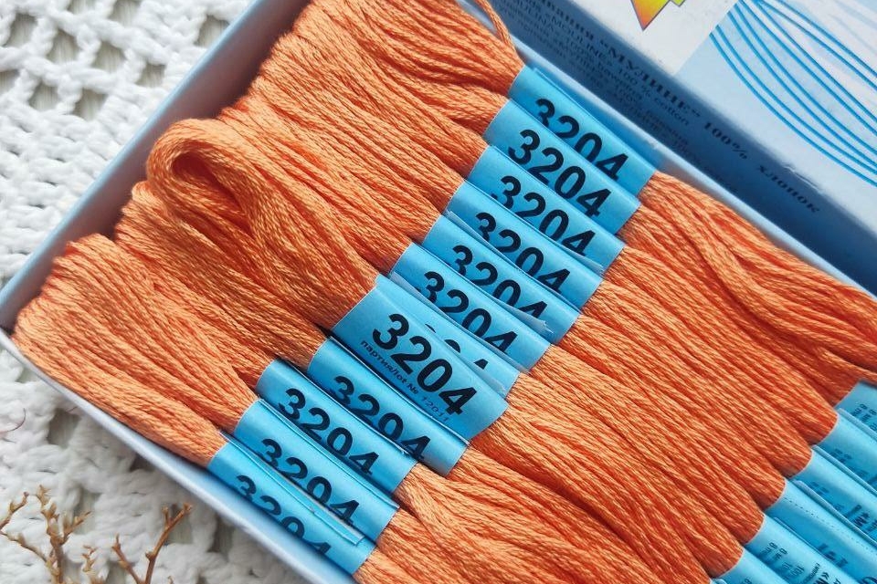 мулине Гамма хлопок цвет 3204 оранжевый