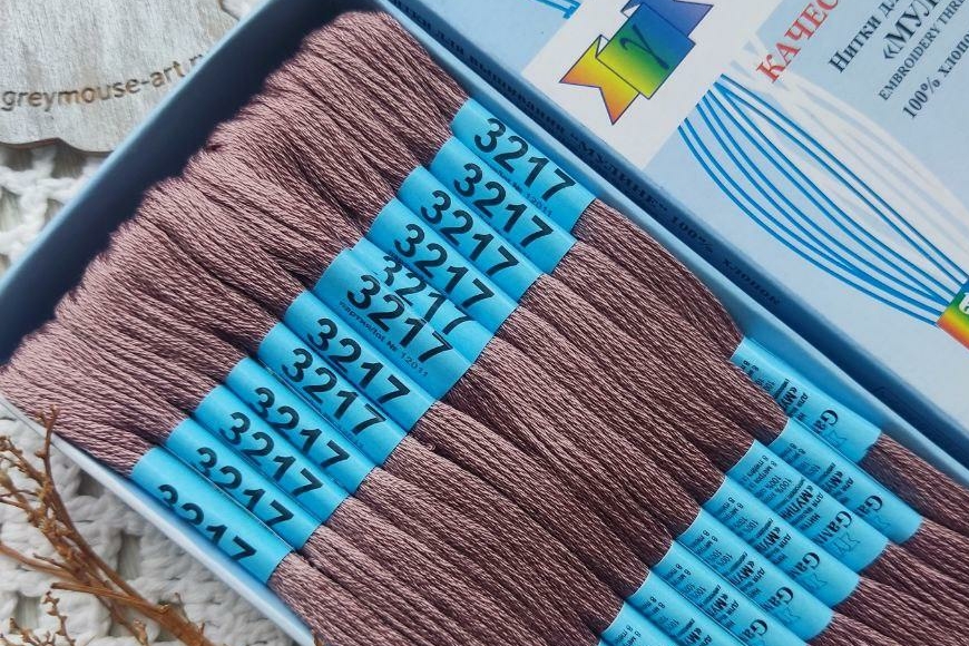 Мулине гамма хлопок цвет 3217 коричневый бежевый розовый