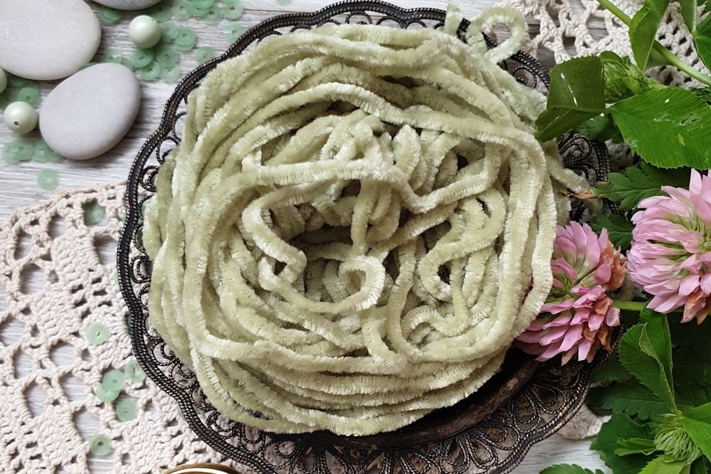 синель для вышивки зеленая