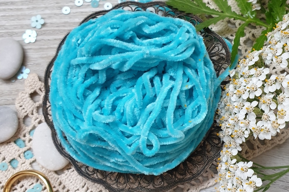 синель для украшений бирюза