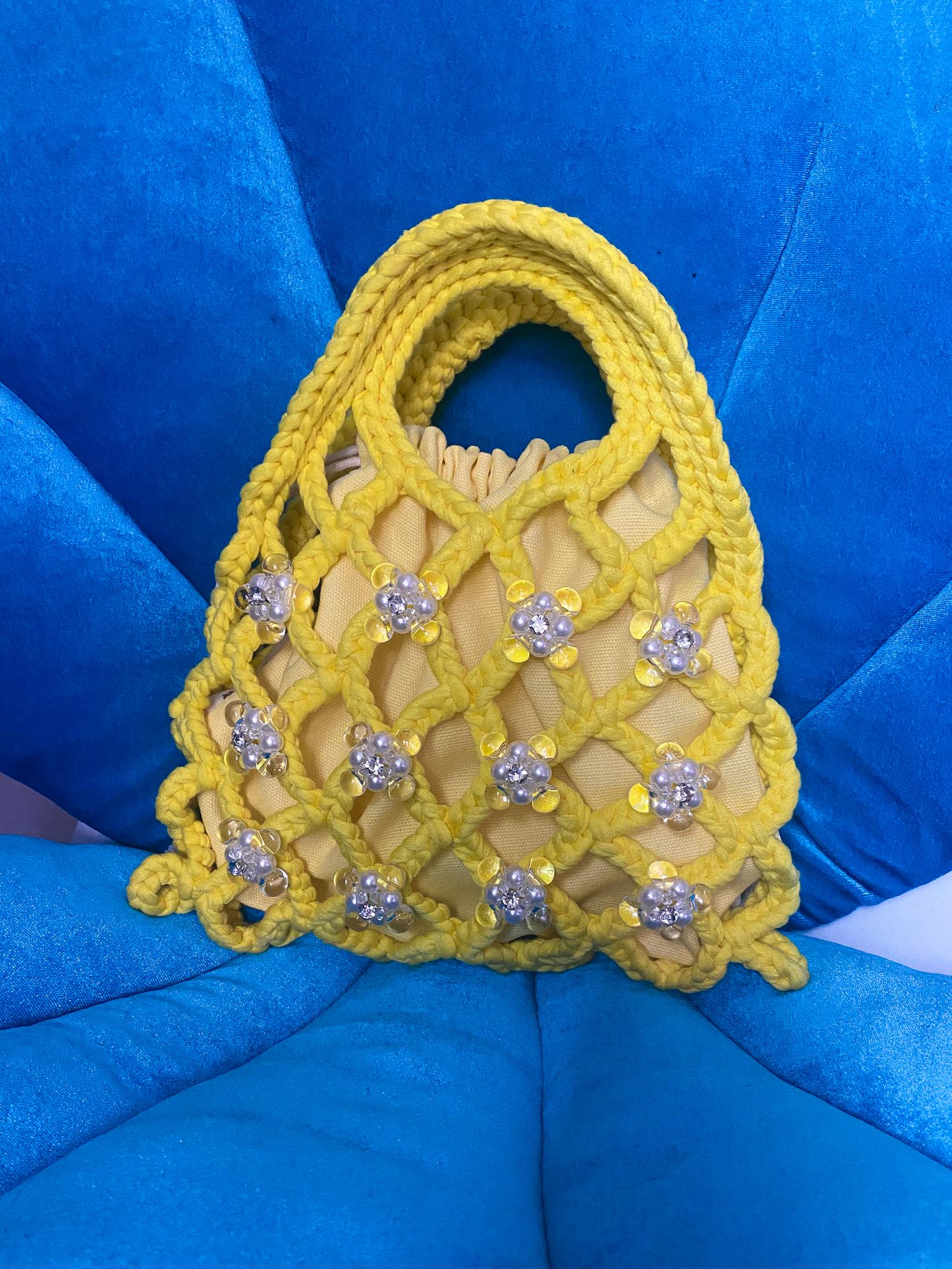 Желтая сумка-сетка