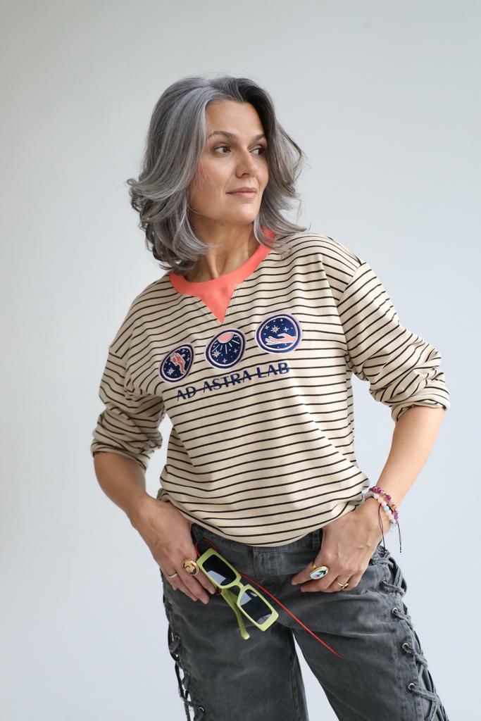 Тельняшка #исследуйсвойкосмос, бежевая