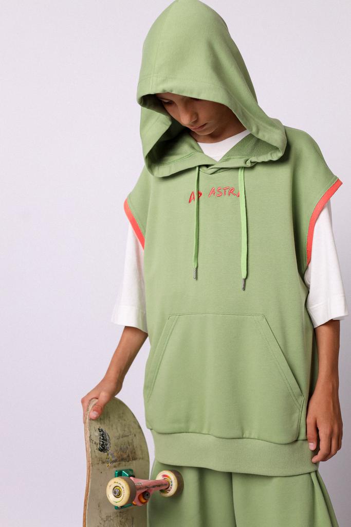 Худи без рукавов "Космический джем", шалфей