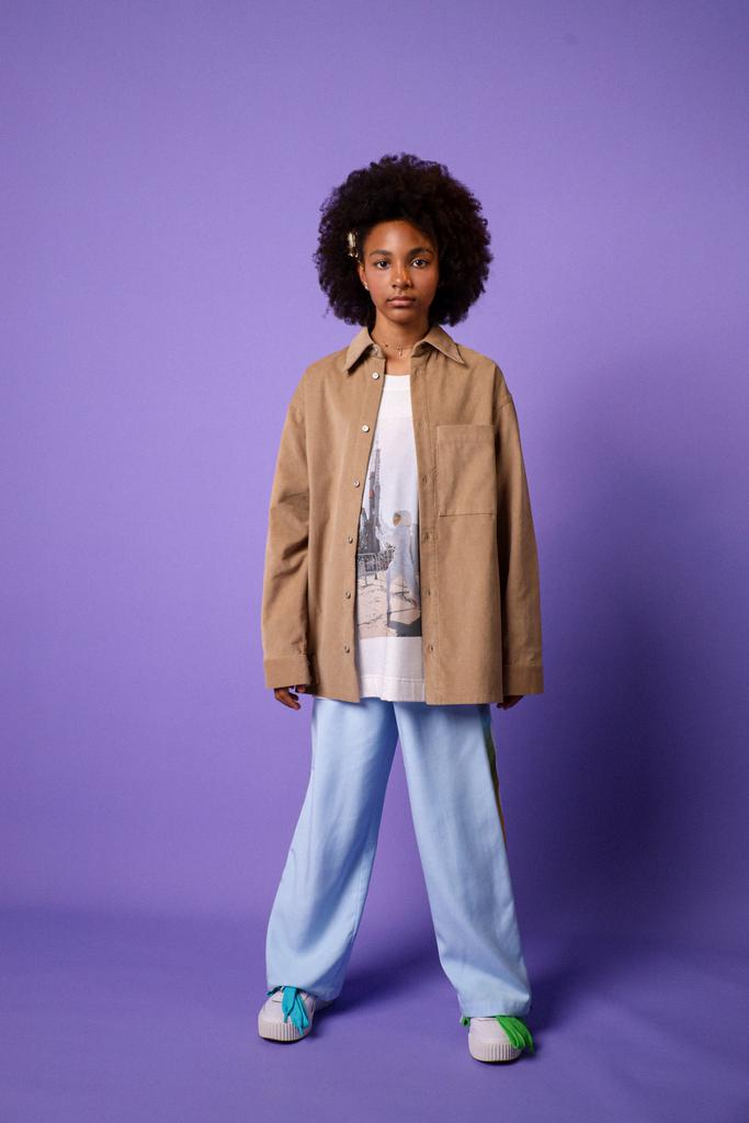 Рубашка из микровельвета "Base Beige"