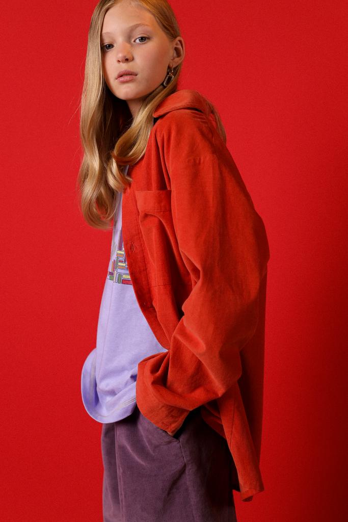 Рубашка из микровельвета "Bright Coral"