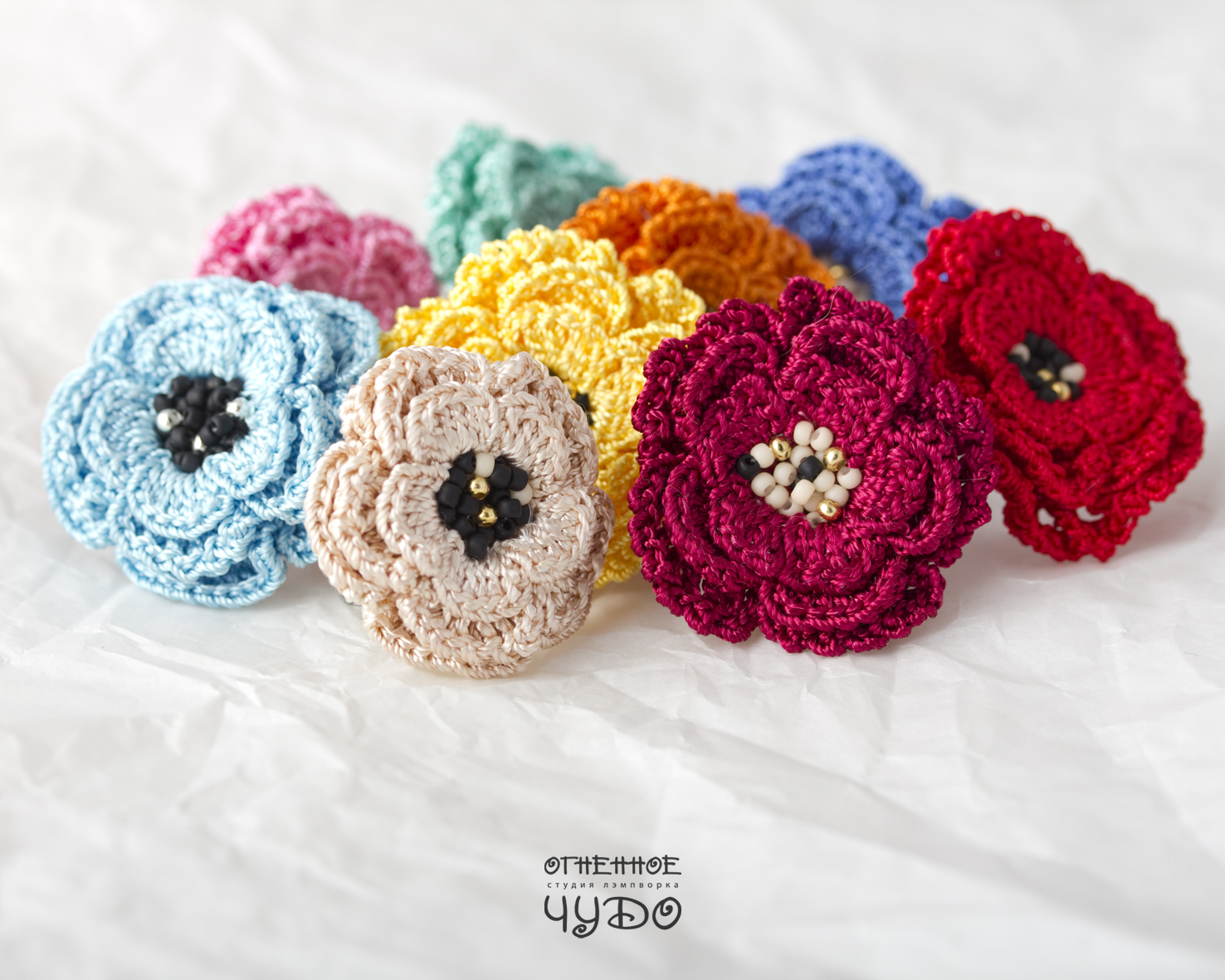 Кольцо «Цветок»_голубое