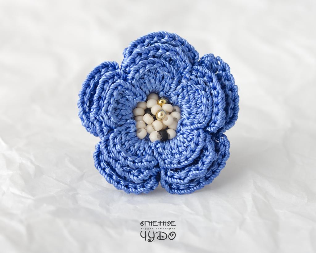 Кольцо «Цветок»_васильковое
