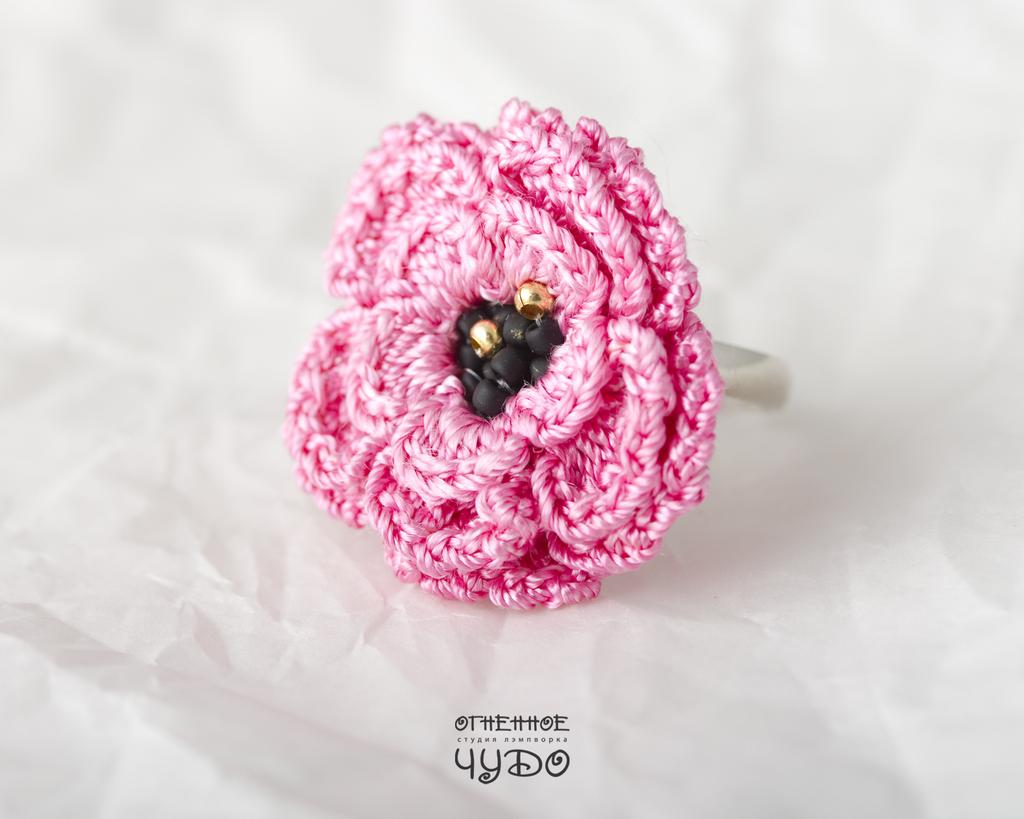 Кольцо «Цветок»_розовое
