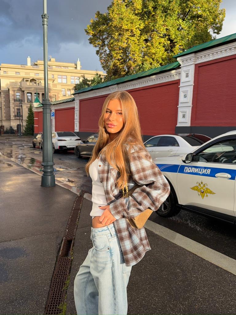 Рубашка в клетку голубой