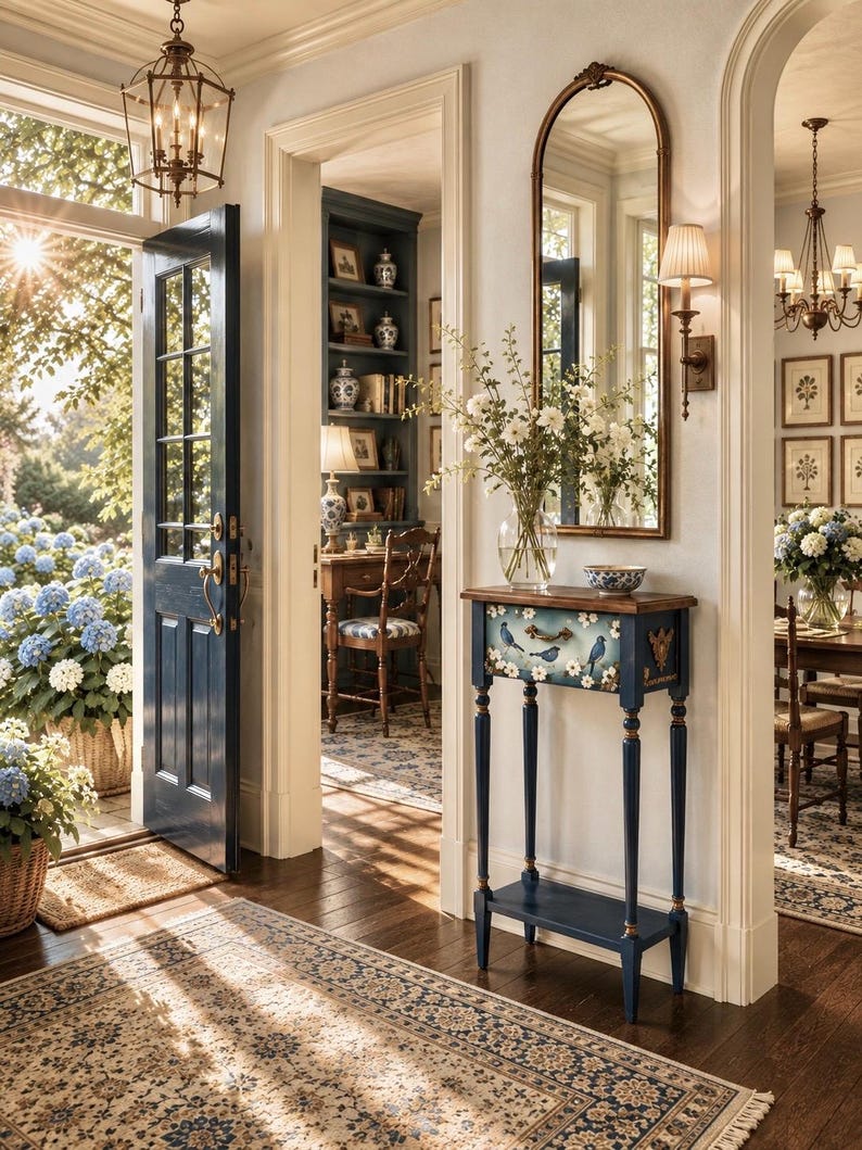 Blue Bird Accent Table