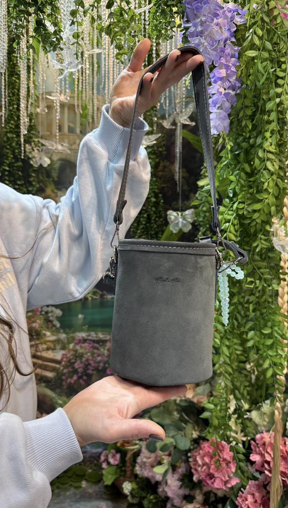 Сумка Торбочка замша серая