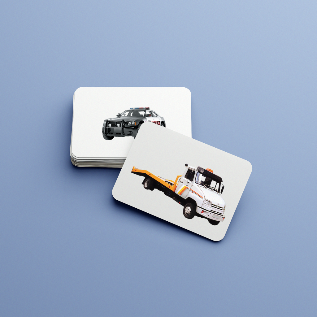 Служебный транспорт. Набор развивающих карточек для детей Монтессори