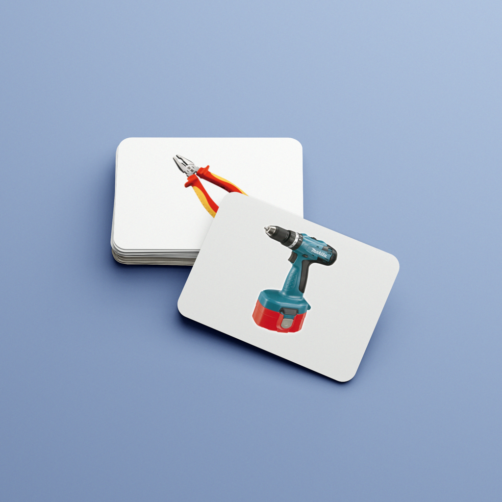 Строительные инструменты. Набор развивающих карточек для детей Монтессори