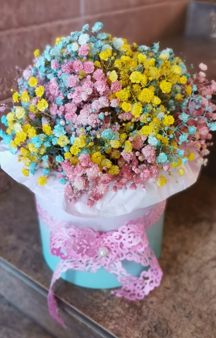 Шляпная коробка "Цветные облака"