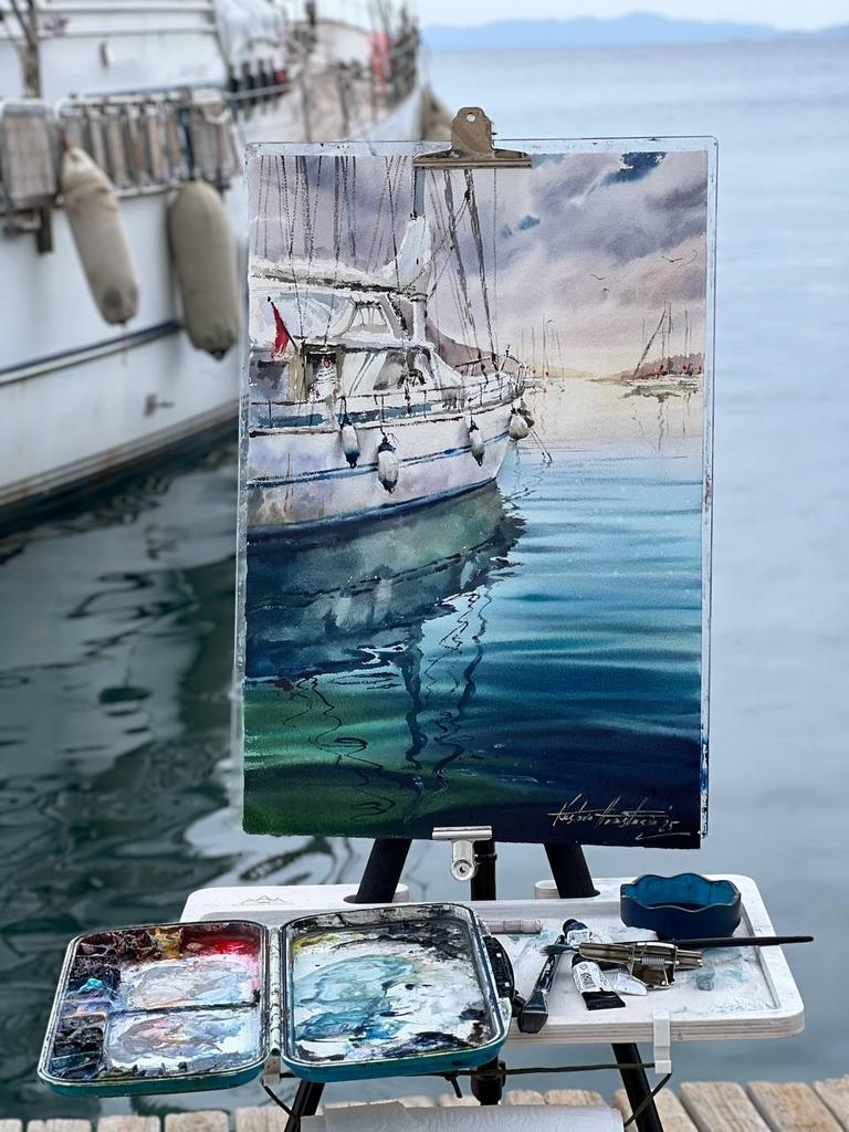 Картина  "Яхта и вода”