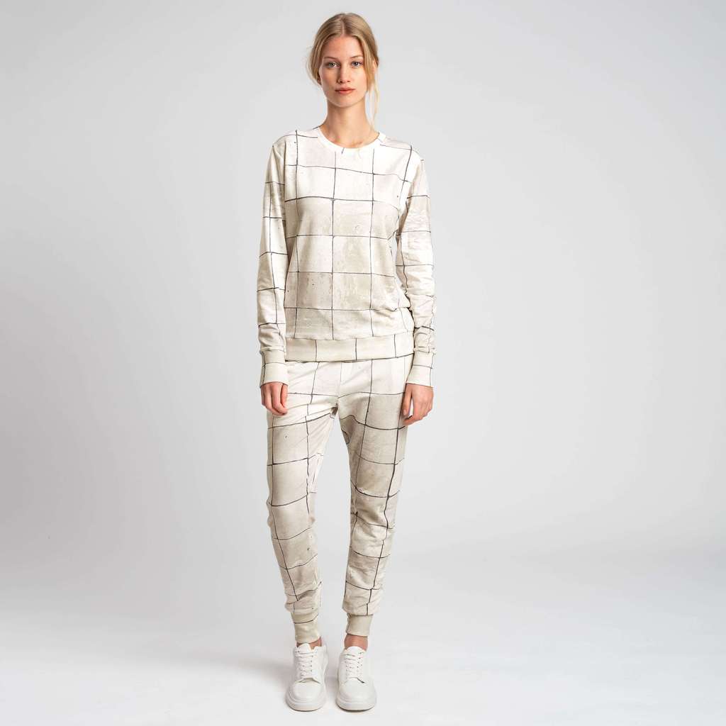 "Плитка жемчужно-белая" Свитер и штаны Жен.