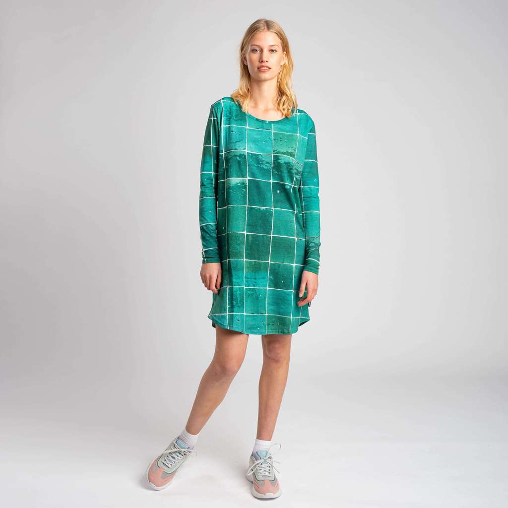 "Плитка изумрудная " Платье - лонгслив Жен.