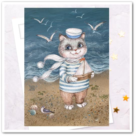 Котик на море