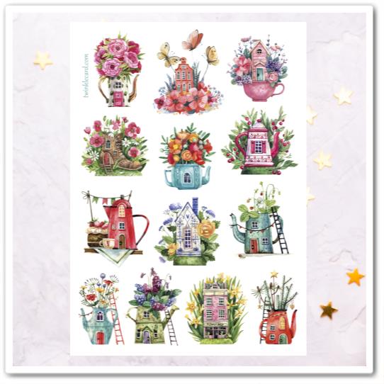 Наклейки "Цветочные домики"